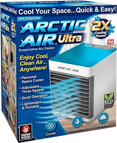 RUDRA SHOPArctic Air Ultra Evaporative Air Cooler Powerful 3-Speed, Lightweight, Portable Personal Space Cooler With Hydro-Chill Technology For Bedroom,Car,Office, Living Room & More