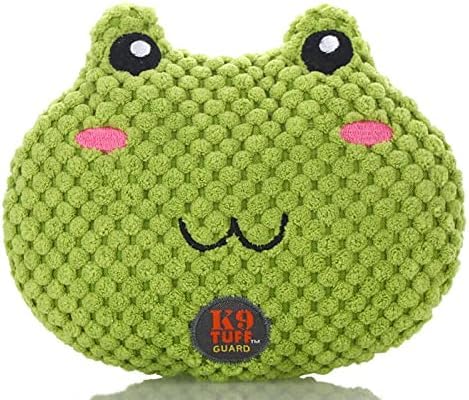 Chameleon Pet Toy Super Durable Plush Animal Head Squeaky Toys for Pets Dogs Cats Animal Face Soft Toy Stuffed Animal 15 x 12cm (Frog)