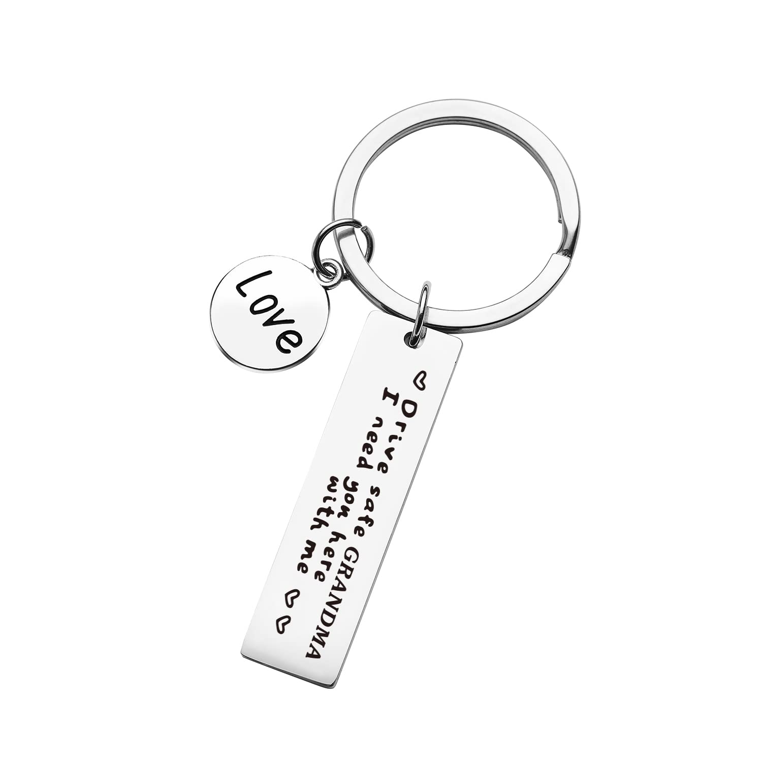 Xlctt Women's Grandma Drive Safe Keychain I Need You Here With Me Keychain Birthday Gifts For Men, Medium