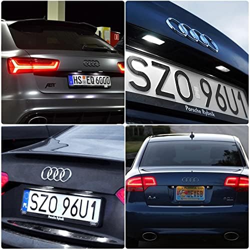 URAQT LED Number Plate Light, 2 Pcs Error Free License Plate Lamp Taillight, 12V 6000K Water Proof Rear License Plate Lamps for Audi A3 S3 A4 S4 A5 A6 S6 A8 S8 Q7 RS4 Xenon White