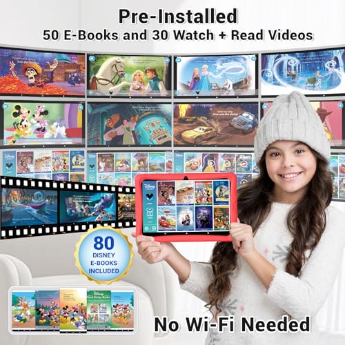 Image of Contixo 10 inch Kids Tablet - K103 Android Learning Tablet with Exclusive 80 Disney Storybooks (Value $350), 32GB Storage, WiFi, Parental Controls & Kid-Proof Case - Red