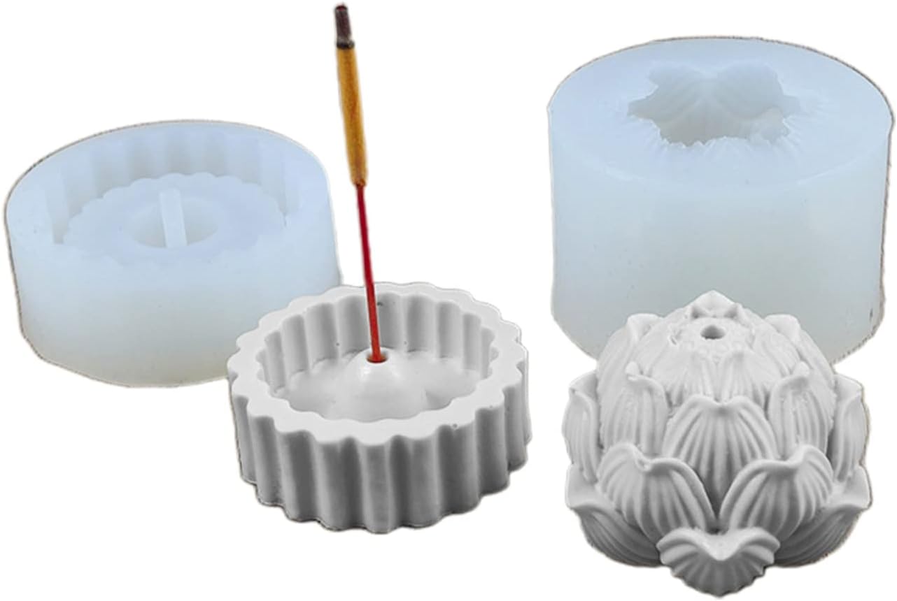 2Pcs Lotus Shape Incense Burner Silicone Molds for Epoxy
