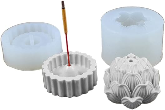 2Pcs Lotus Shape Incense Burner Silicone Molds for Epoxy Casting, Concrete, Epoxy Resin, UV Resin, etc.