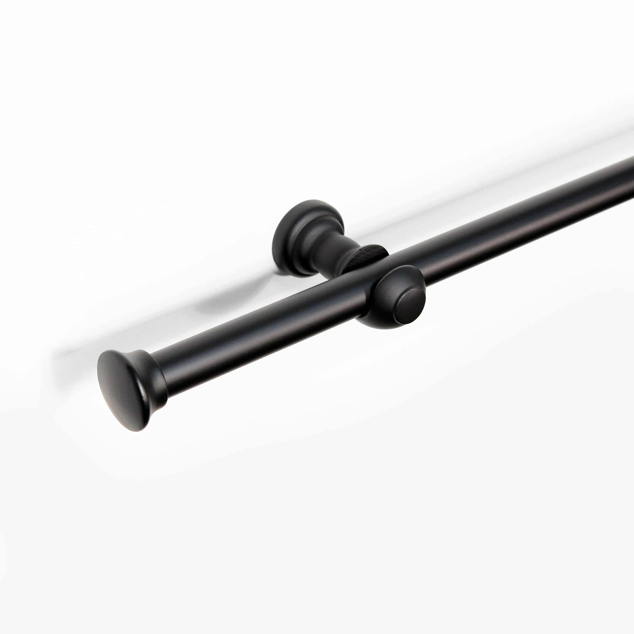 Lister Cartwright Black Traditional Stopper 28 Mm Eyelet Wooden Curtain Pole Set Fixed Length Poles (, 200 Cm)