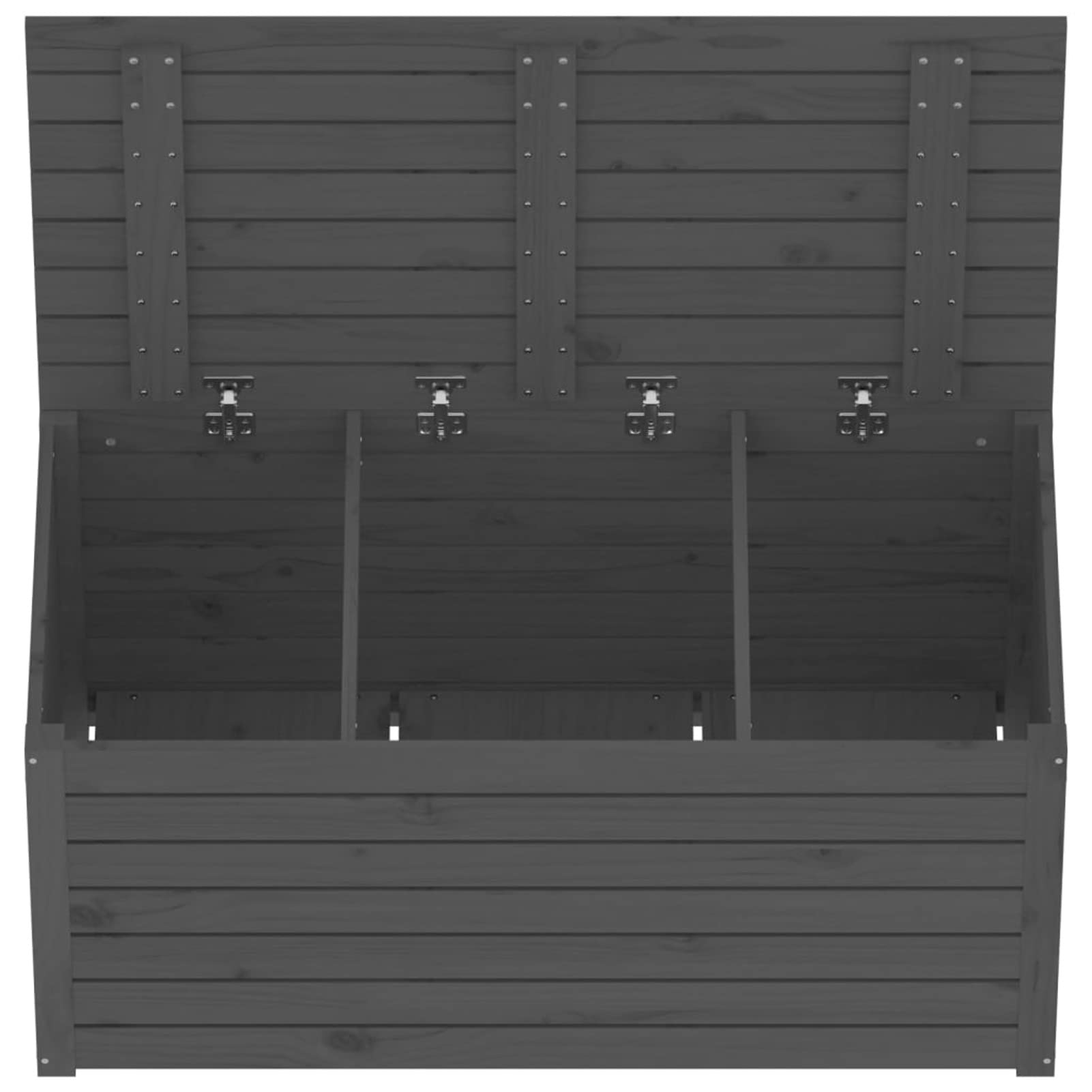 Homgoday Caja de jardín gris 101 x 50,5 x 46,5 cm madera maciza de pino, muebles, baúles y baúles para exteriores, porta herramientas de jardín, puf de exterior, baúl de exterior