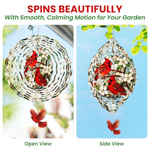 Image of FLAGWIX Cardinal Wind Spinner, 12 in Stainless Steel Garden Decor