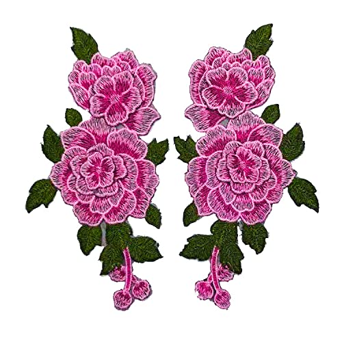 Lot de 4 Patchs en Dentelle Florale 3D - Rose pour Couture et Loisirs Créatifs