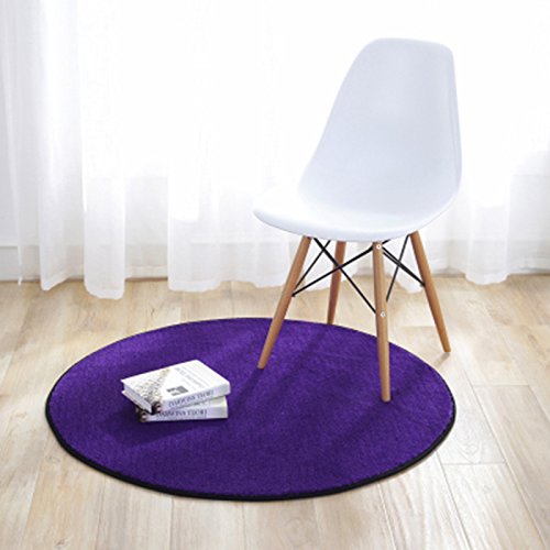 Fouriding Round Circular Area Rugs Solid Carpets Home Cozy Mat Bedroom Luxurious Floor Pads for Living Room (Dark Purple, Diameter:3.2ft) — image 1