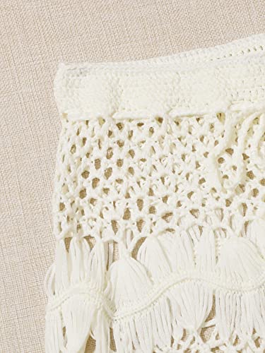 Floerns Women's Bathing Suit Tie Waist Crochet Beach Cover Up Skirt Beige S #TOP2