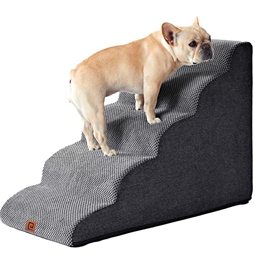 Eheyciga Dog Stairs For High Beds, 5-Step Pet Steps For Small Dogs And Cats, Pet Stairs For Couch Sofa And Chair, High Bed Climbing, Non-Slip Balanced Dog Indoor Step, Grey, 2/3/4/5 Steps #TOP9