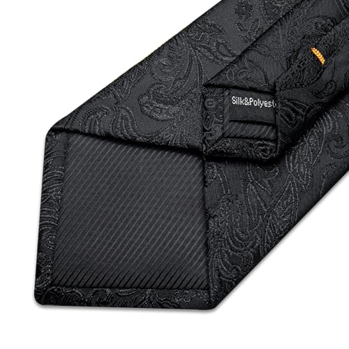Image of DiBanGu Extra Long Tie for Men 63 inch XL Silk Necktie Set | Pocket Square and Cufflinks, Big and Tall, Jacquard Woven, Gift Box, Paisley /Plaid /Solid /Striped, for Weddinng Party Business