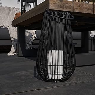 MiniSun  Contemporary Battery Operated Integrated LED Black Vase Shaped Wire Basket Lantern Candlelight Lamp  2700K Warm White