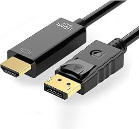 Cabo DisplayPort para HDMI 1.8m, Transmissão Unidirecional 4K, Conector com Trava de Segurança, Revestimento em Ouro, Blindagem Dupla