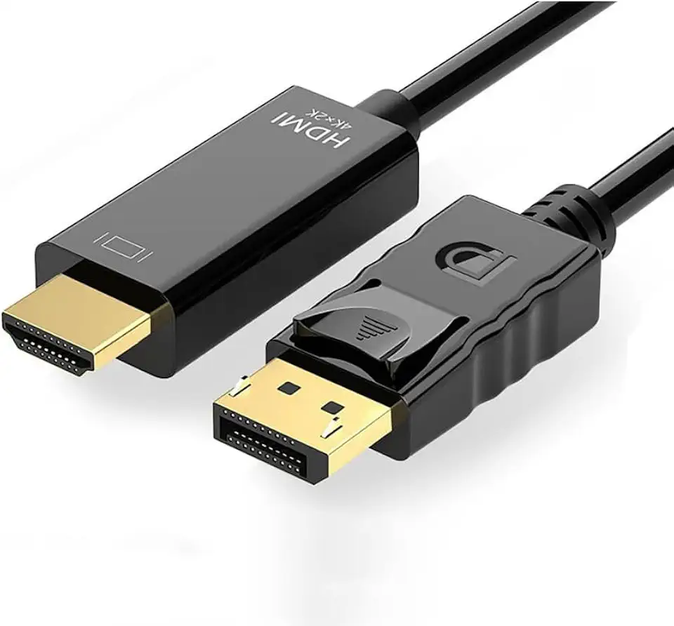 Cabo DisplayPort para HDMI 1.8m, Transmissão Unidirecional 4K, Conector com Trava de Segurança, Revestimento em Ouro, Blindagem Dupla