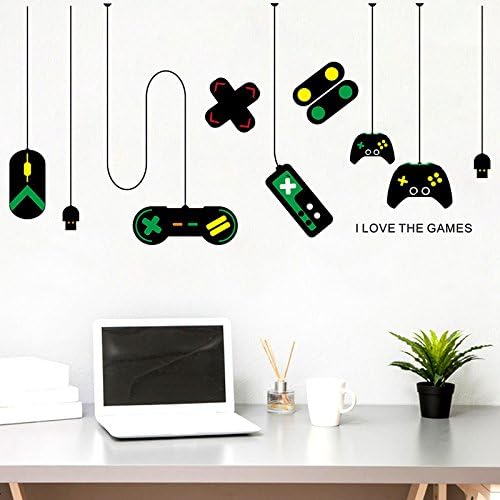 I Love The Games Wall Decal,Gaming Controller Joystick Wall Stickers Decor,Games Removable Vinyl Art Mural Decals for Boys Kids Men Playroom Bedroom Living Room Show Window