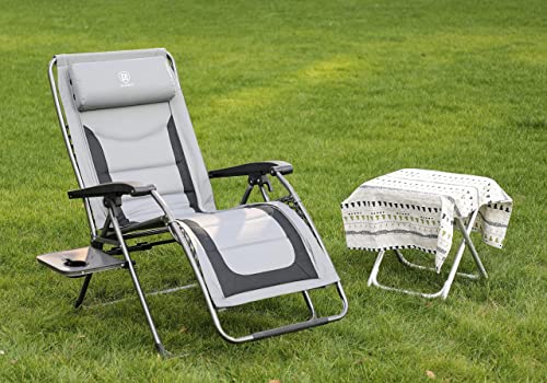 Ever Advanced Zero Gravity Lounge Chair With Padded Seat And Back,Oversize Recliner With Adjustable Headrest And Side Table, Support 300 Lbs(Grey) #TOP7