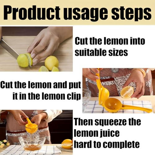 Lemon Squeezers, Manual Citrus Lemon Squeezer Press 2-In-1 Handheld Lemon Juicer Squeezer Tool, Multi-Functional Fruit Juicer, Suitable for Lemons Lime and Orange Juicing Tools (Yellow) ﻿ - Image 3