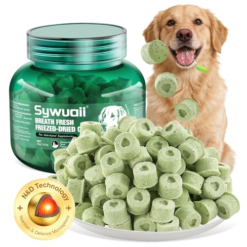 SYWUAII Dog Dental Chews for Bad Breath Tartar & Gum Support Breath Freshener Cubes Dog Dental Treats for Oral Care and Hygiene 1.41oz/40g
