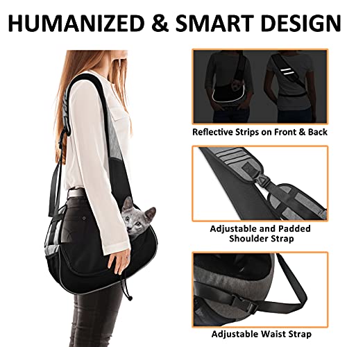 Image of Gloppie Dog Sling Carrier for Small Dogs - Hands Free Pet Carrier, Breathable Mesh Puppy Carrier Bag for Cats and Dogs Up to 10 lbs, Travel & Vet Visits, Grey, Medium