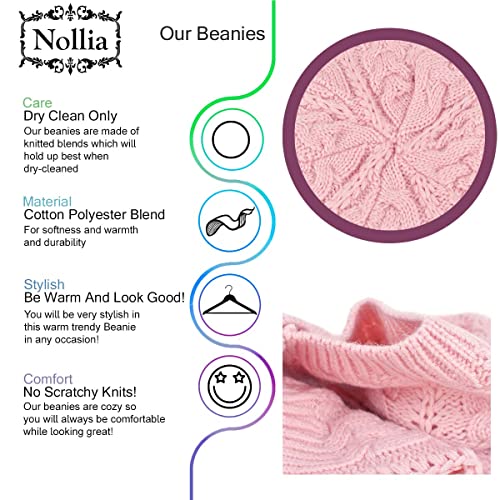 Image of Nollia Soft Knit Solid Color Beanie, Chic, and Lightweight Crochet Knitted Style Beanie Hat for Women, One Size Slouchy Hat
