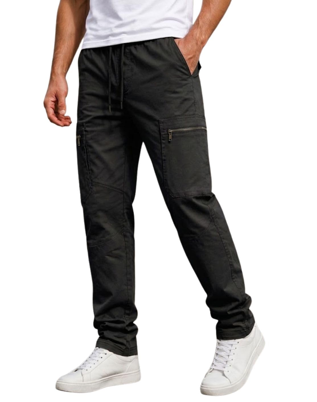 Men's Cotton Casual Trouser Regular Fit | Elastic Waist Drawstring Cargo Pants with Multi Utility Pockets | Comfortable Everyday Wear for Travel, Office, Outdoor & Casual Use-picture-52