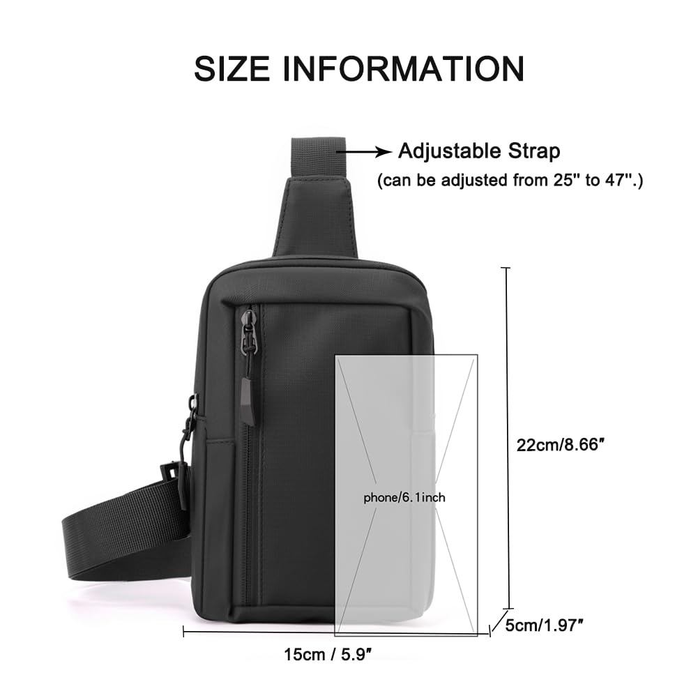 Bolsa cruzada, cangureras de cuerpo cruzado para hombres y mujeres, moderna, color negro, pequeña bolsa de pecho para teléfono para entrenamiento y correr, Negro -, Pequeño, Riñonera cruzada 3