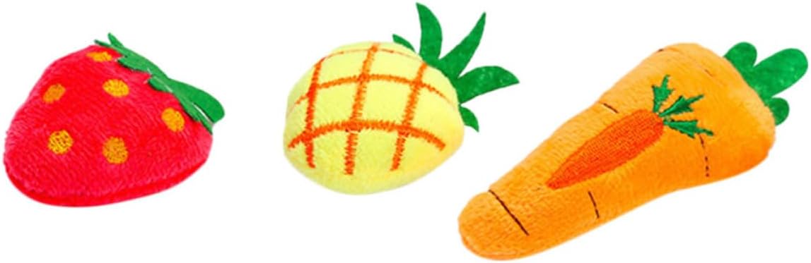 Healifty 6pcs Plush Catnip for Cats Strawberry, Pineapple, and Carrot Shapes Soft Plush Material for Pet Chewing and Playing Cat for Pet Playing