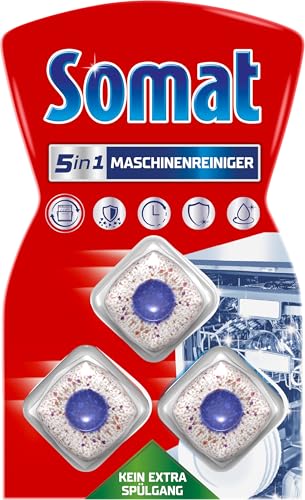 Somat 5in1 Maschinenreiniger (3 Spülgänge) Anti-Kalk Spülmaschinenreiniger für monatlichen Gebrauch Reinigungs-Tabs für die Spülmaschine für längere Lebensdauer ohne extra Spülgang