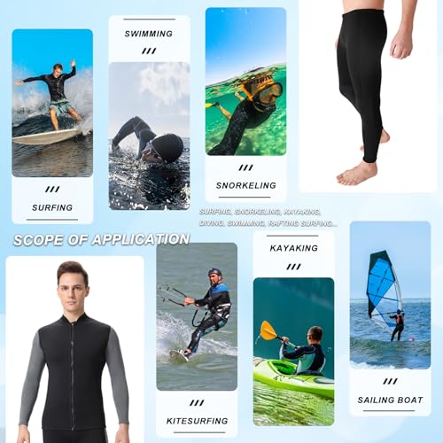 Chaqueta de traje de neopreno para hombre de 3mm con pantalones de 3mm, manga larga, para natación, surf, buceo y snorkel miniatura 2