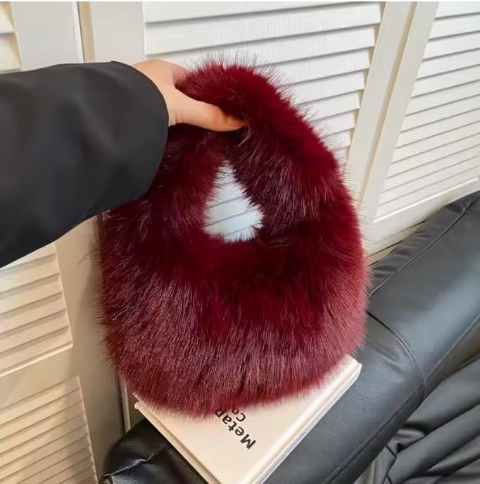 Faux Fur Hobo Bag for Women, Fur Plush Handbag, Underarm Shoulder Bag, Cute Fluffy Handbag, Faux Fur tote, Gift for Women - Image 6