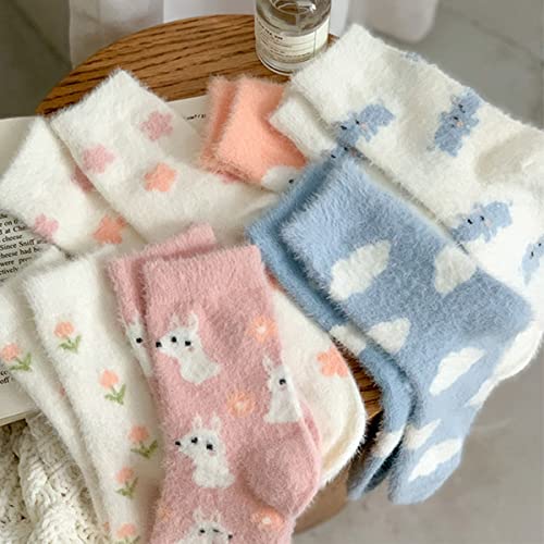 HEILA Womens Fuzzy Socks 3 Pairs Winter Warm Socks Fluffy Cozy Socks Athletic Fleece Socks Cute Crew Socks3