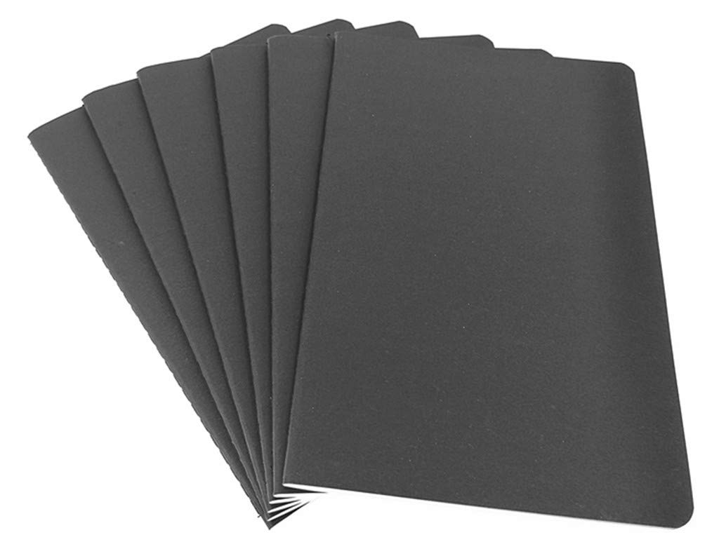 ALIMITOPIA Taschennotizbuch, 6 Stück, schwarz, Softcover, Fadenbindung, kleines Notizbuch, Tagebuch, Notizblock, A6-Größe (10,2 x 14 cm), 30 Blatt (Rasterseiten)