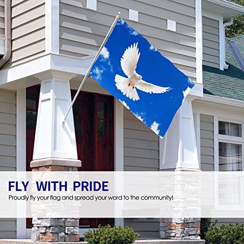 No Applicable QIZI-226A120 Peace Flag White Dove Of Peace Flying To The Blue Sky Flag Vivid Color And Fade Proof Flag 3X5 Ft Large Weather-Resistant Polyester Flag Outdoor Yard Flag Banners thumb #3