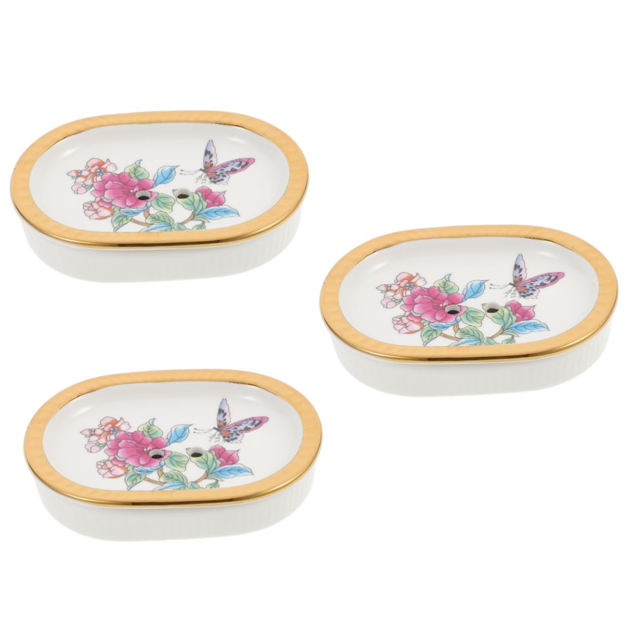 Amosfun 3 Piezas Jabonera de cerámica con Phnom jabonera autodrenante Decorativa autodrenante Drenaje cerámica Escurridor de jabón Bandeja Artículos para el hogar