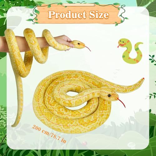 AYSYR Schlange Kuscheltier Große Baumwolle für Kinder - Kuscheltier Schlange Emulation,Schlangen Kuscheltiere für Jungen Mädchen,Snake Prank Requisiten,Schlangen Spielzeug(200 cm/78.7 in)