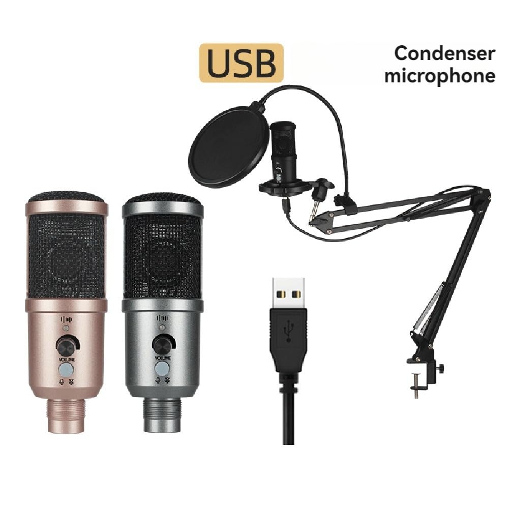 Mikrofon gamingowy USB z redukcją szumów mikrofon pojemnościowy do komputera podcastowego mikrofon z uchwytem wysięgnika A