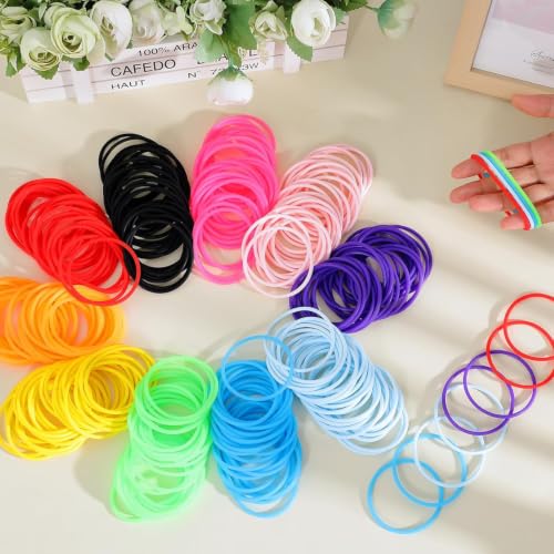 Image of Hotop 100 Pcs Multicolor 80s Silicone Jelly Rubber Bracelets Hair Tie Women | Bulk Party Supplies for 80s Theme, Mixed Style Jelly Bangles, Retro Accessories, Multicolor Silicone Wristbands, Hair Ties