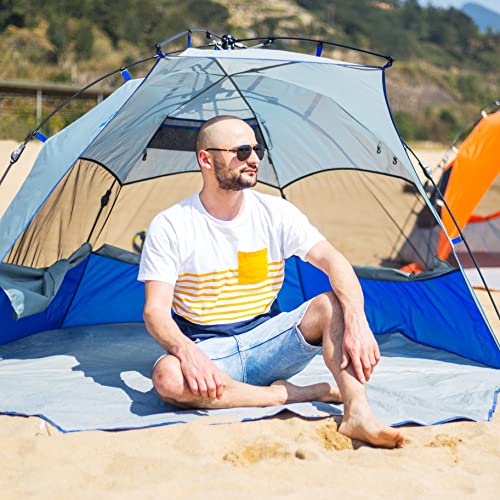 Mobihome Beach Tent Sun Shelter Pop Up, Sand & Surf Beach Shade Tents Umbrella & Portable Canopy Easy Setup For 2-3 Person Outdoor Camping Fishing - With Extended Porch #TOP4