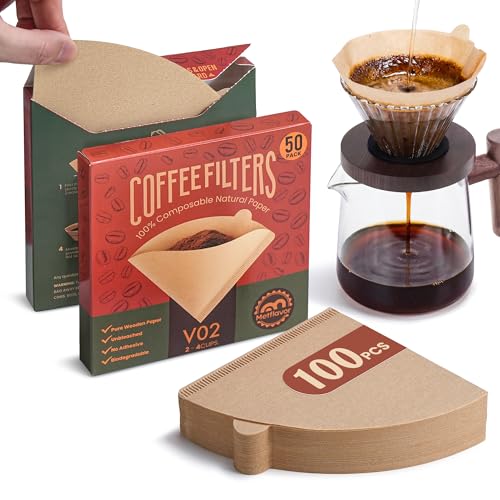 Image of 100Pcs Coffee Filters #2, Disposable Unbleached V60 Coffee Filter 2-4 Cup