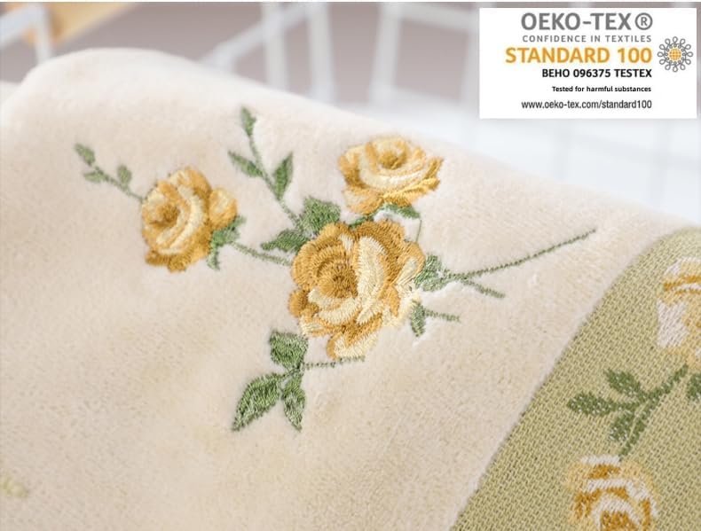 3 Piece Premium Bath Towel Set (Flowers), 1 Bath Towel 1 Hand Towel 1 Washcloth, Quick-Drying, 100% Cotton，Oeko-TEX Certified (Yellow) - Image 5