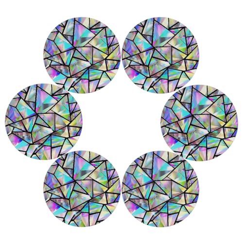 Mexpekil Juego de 6 manteles individuales redondos de geometría de diamante, resistentes al calor, decoración moderna para comedor, cocina, boda, fiesta (39 cm)