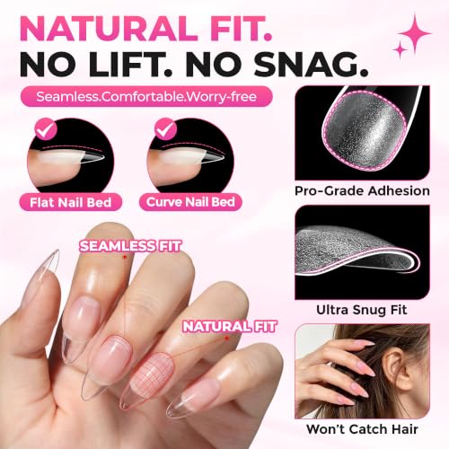 Image of UNA GELLA Medium Almond Gel Tips Nail Kit, Pre-Etched Nail Tips 120PCS