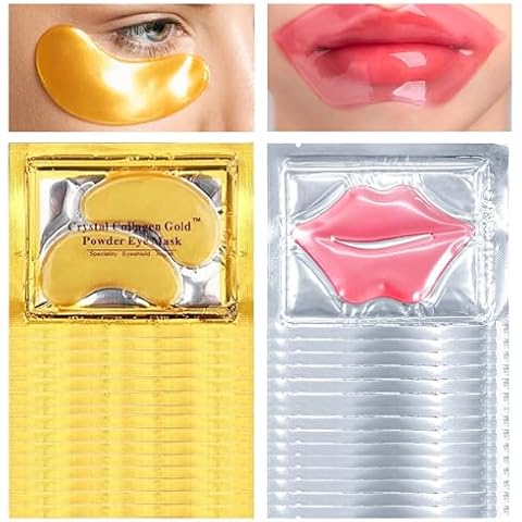 PERVALA 30PCS Lip Mask & Under Eye Mask, 24K Under Eye Patches for Puffy Eyes, Pink Lip Masks Skincare, Effectively Moisturizing the Lip & Eye Skin, Reducing Fine Lines & Dark Circle Cover
