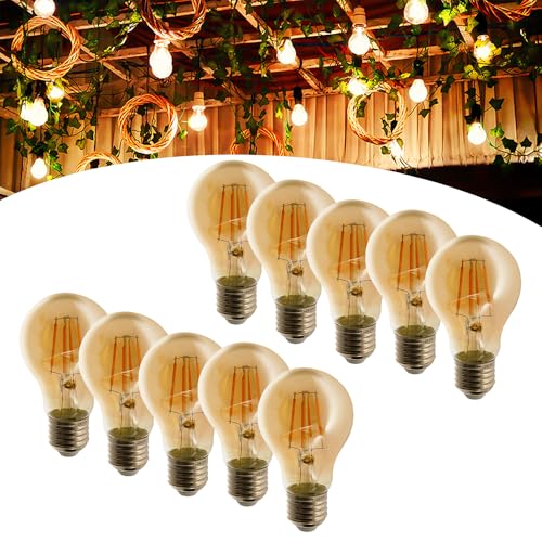 Kit 10 Lâmpada Led Bulbo Retrô Filamento A60 E27 Luz Quente