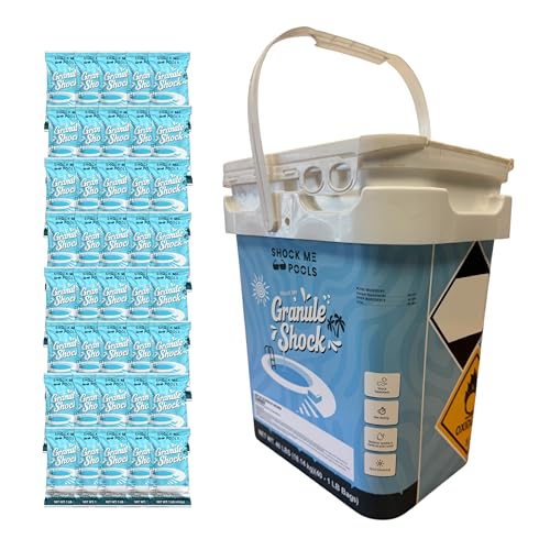 Cal Hypo Granule Pool Shock Fast-Dissolving Chlorine Shock Treatment for Swimming Pools Powerful Pool Water Clarifier & Sanitizer for Inground & Above Ground Pools 1 lb Bag (40 Pack)