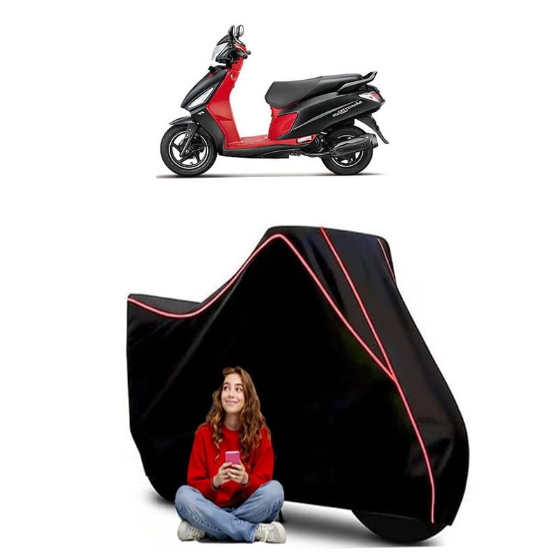Image of Maestro Edge 125 Scooty Bike Cover Water Resistant Outdoor Use Universal Fit Scooters Motorcycles Heavy Duty UV Protection Dust Rain Scratch Resistant Elastic Bottom Black Blue Piping