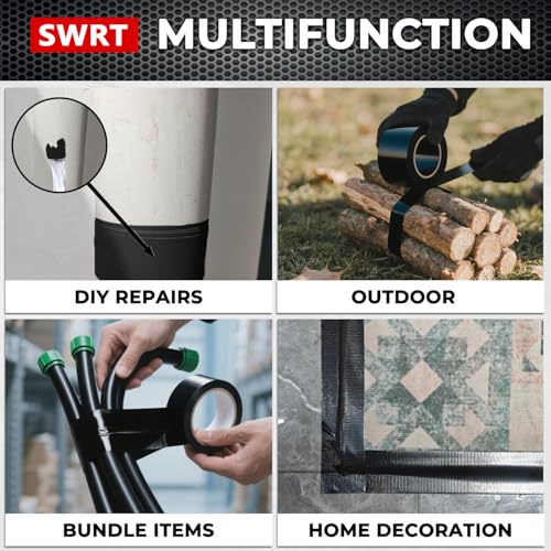 Image of SWRT 9 Mil 2-Pack Black Heavy Duty Duct Tape Strong Adhesive, 2 in x 30 YD (Total 60YD) Duct Heavy Duty Waterproof All Weather Black Duct Tape No Residue Sealing & Patching for Indoor&Outdoor Repair