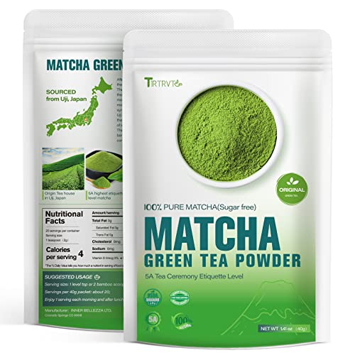Matcha Green Tea Powder Organic 5A Grade - Sugar Free, Additives Free Sourced from Uji Tea House - T1RTRVT Matcha I Japan's Top3 Premium Matcha Supplier in 2021 (1.41 Oz)
