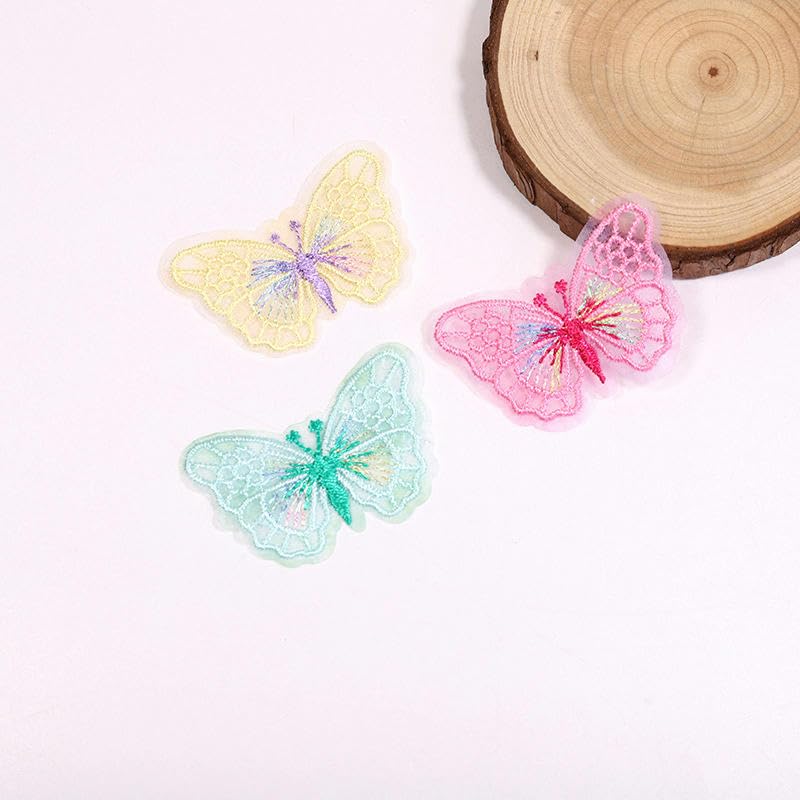 Parches de Bordado Parches Bordados pequeños de 5 x 3,8 cm, 50 Unidades, for Planchar, con diseño Mariposas, for Ropa, Gran tamaño, for Coser en Vaqueros y Chaquetas(Beige)