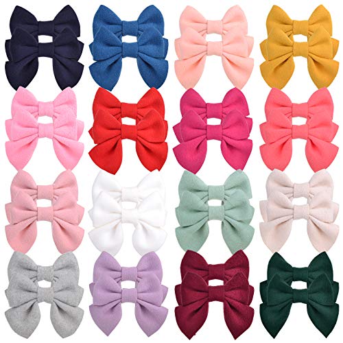 Choicbaby 143 32Pcs/16Colors 3.5 Inches Baby Girls Hair Bows Clips Alligator Clips Felt Woolen Hair Barrettes Hair Accessories thumb #1